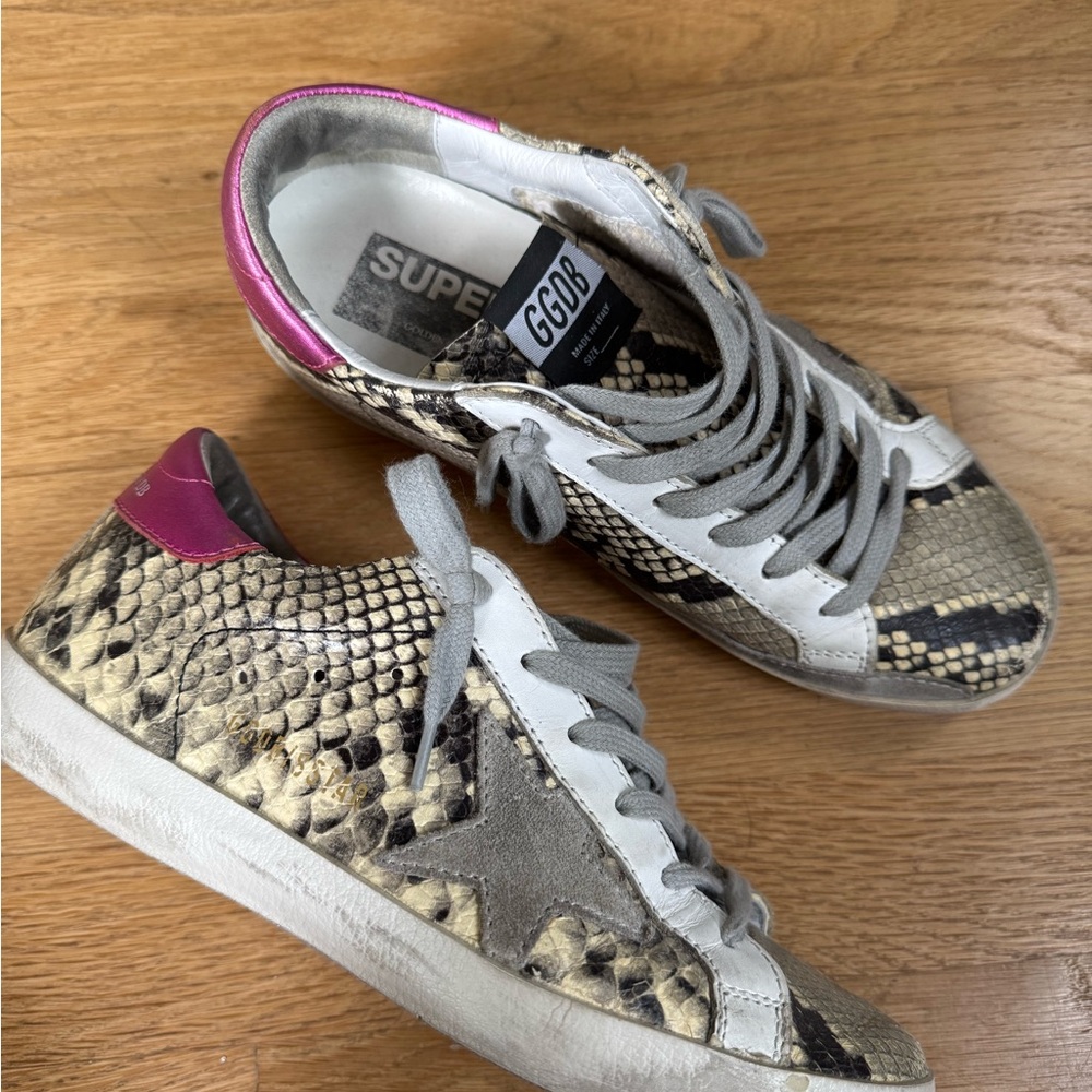 Golden Goose Snakeskin Print Superstar Sneakers